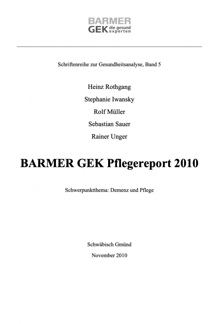 BARMER Pflegereport 2010